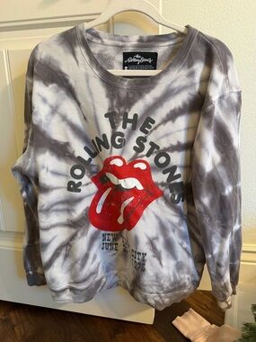 Rolling Stones Tie-Dye Sweatshirt with Red Tongue Graphic